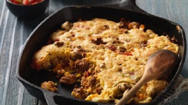 Mexican Style Sausage Cornbread Skillet