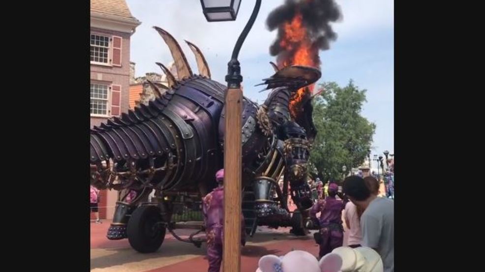 Video Dragon float catches fire during Disney parade WTVX