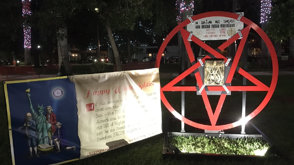 Battle Over Holiday Displays Satanic display placed next to nativity
