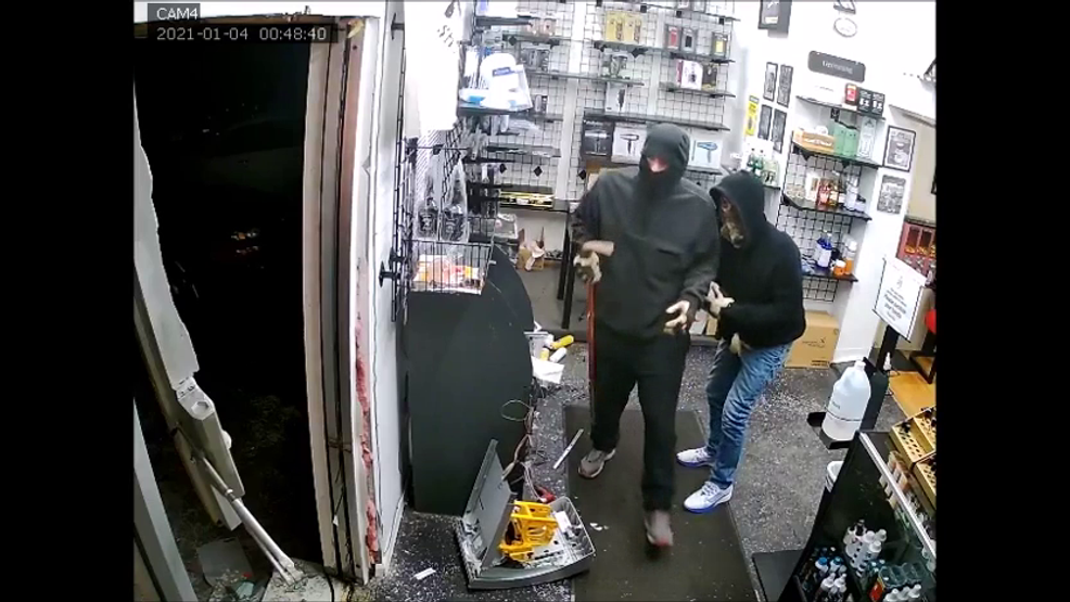 Burglars Caught On Camera Busting Through Barber Shop Wall To Steal ATM ...