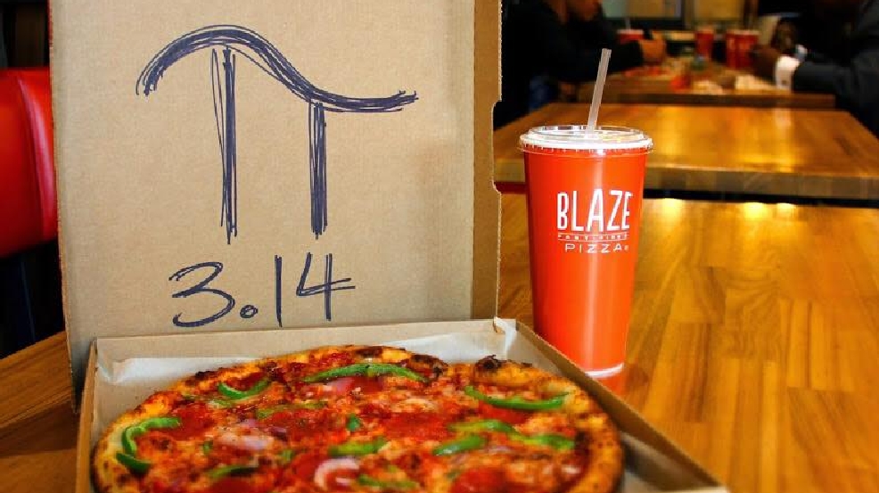 Blaze Pizza offering pies for 3.14 on Pi Day WSET